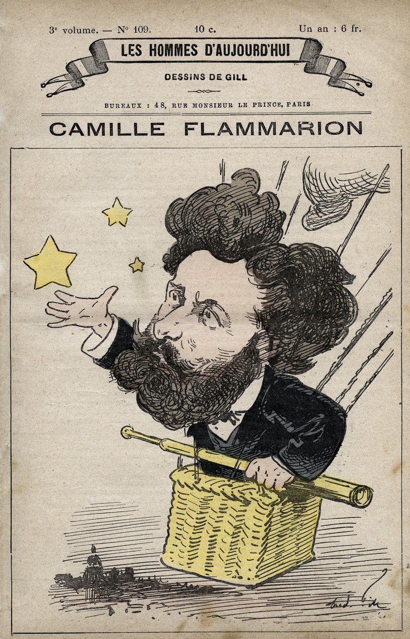 Cartoon of Camille Flammarion, English scientist from 