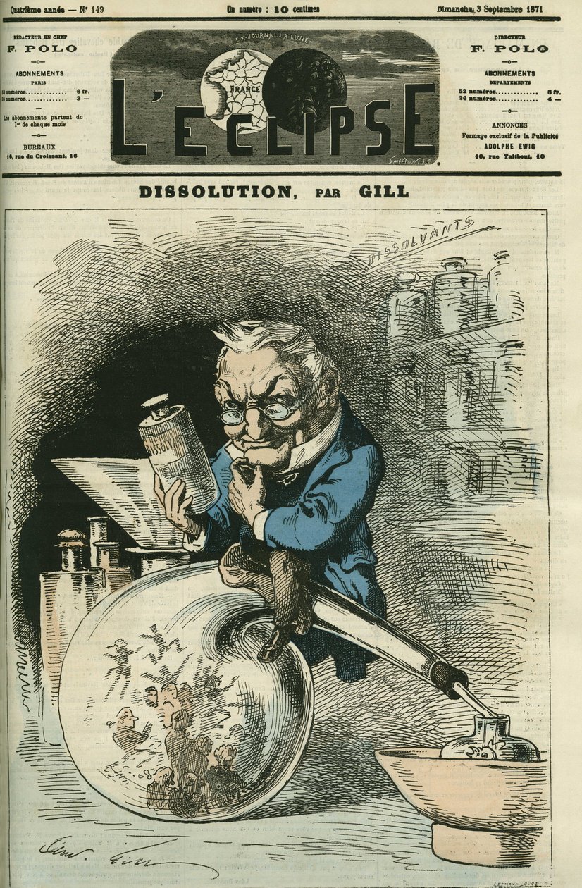 Dissolution, Adolphe Thiers (1797-1877), historian and President of the Republic. Cover in 