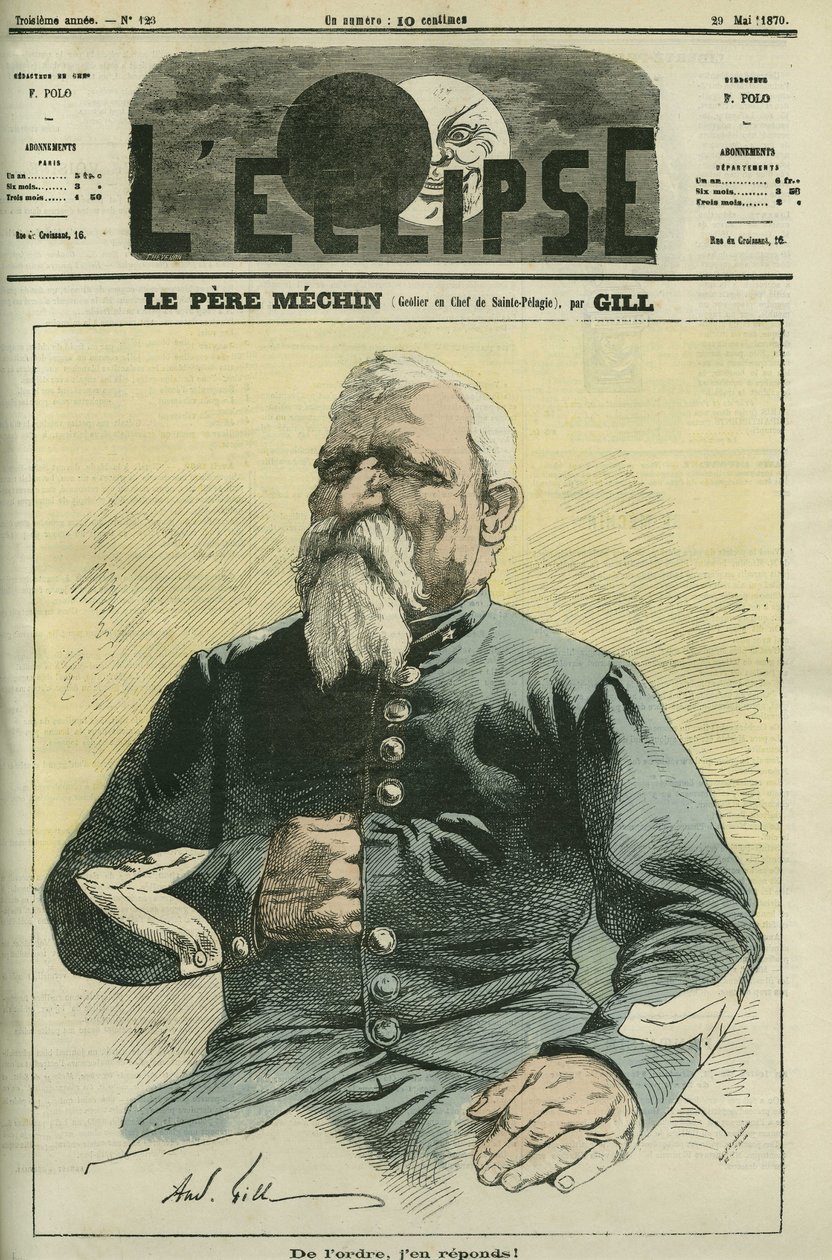 Father Mechin, chief geolier of Sainte-Pelagie prison in Paris by Andre Gill