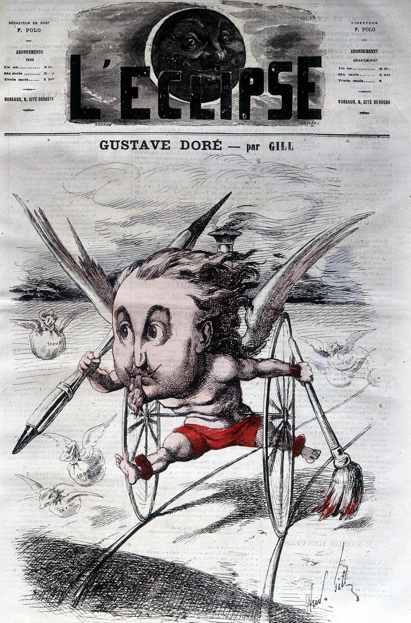 Gustave Doré. French draughtsman and painter (1832 to 1883). Cartoon by DeGill. The eclipse by Andre Gill
