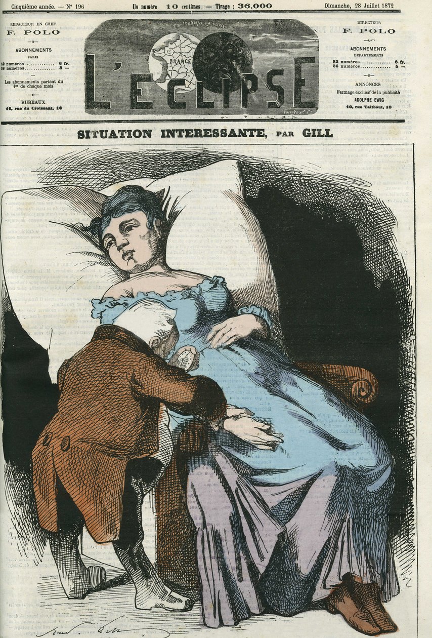 Illustration of the Republic soon to be indebted to Prussia, Adolphe Thiers (1797-1877), President of the Republic taking his pulse. Cover in 