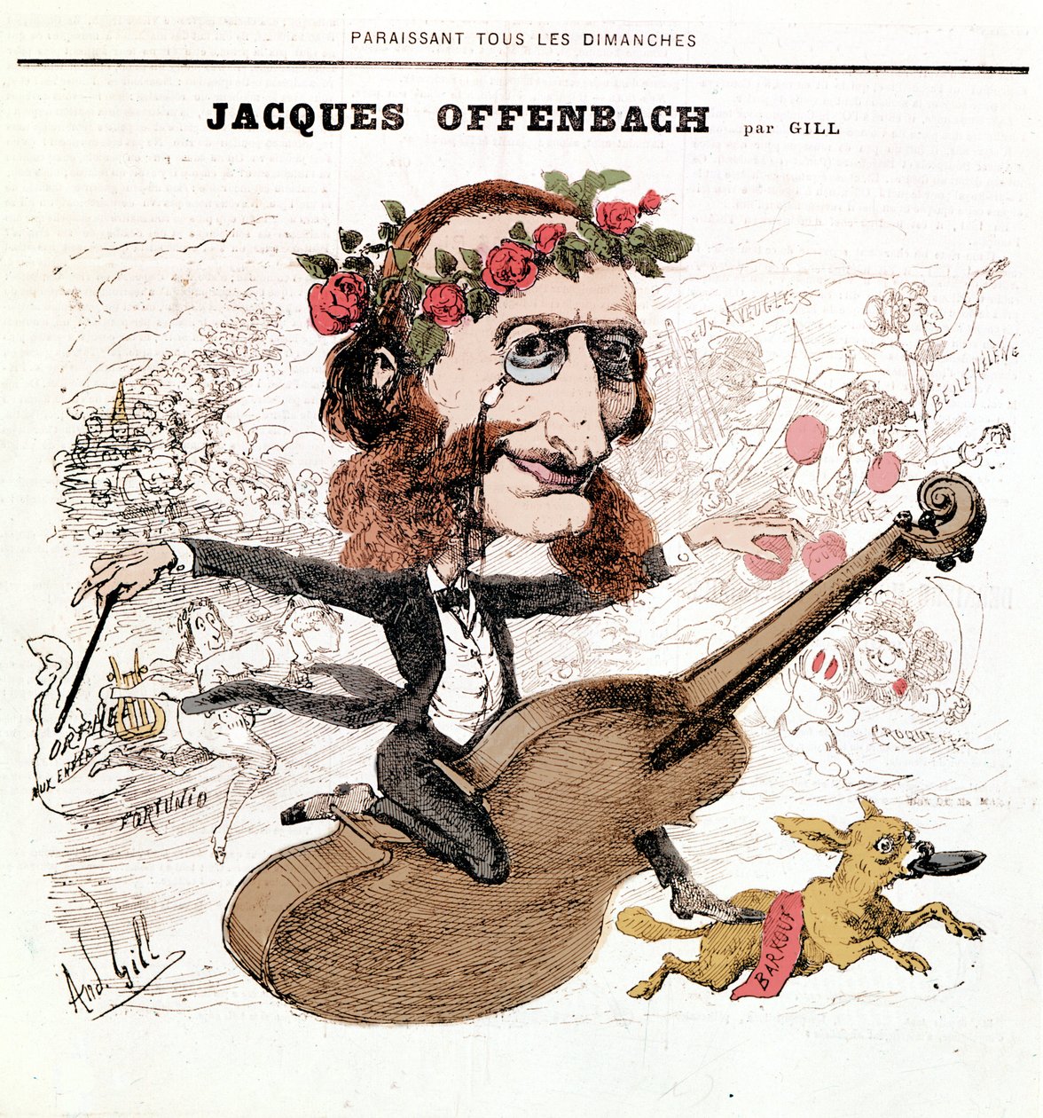 Jacques Offenbach (1819 - 1880), Cartoon by Gill by Andre Gill