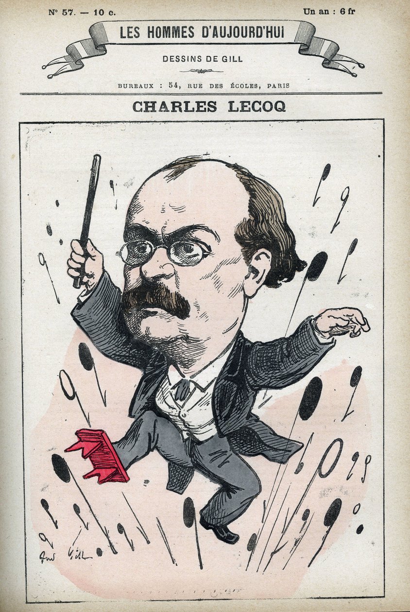 Portrait of Alexandre Charles Lecocq (1832-1918), French composer. Caricature by Gill, Paris. by Andre Gill