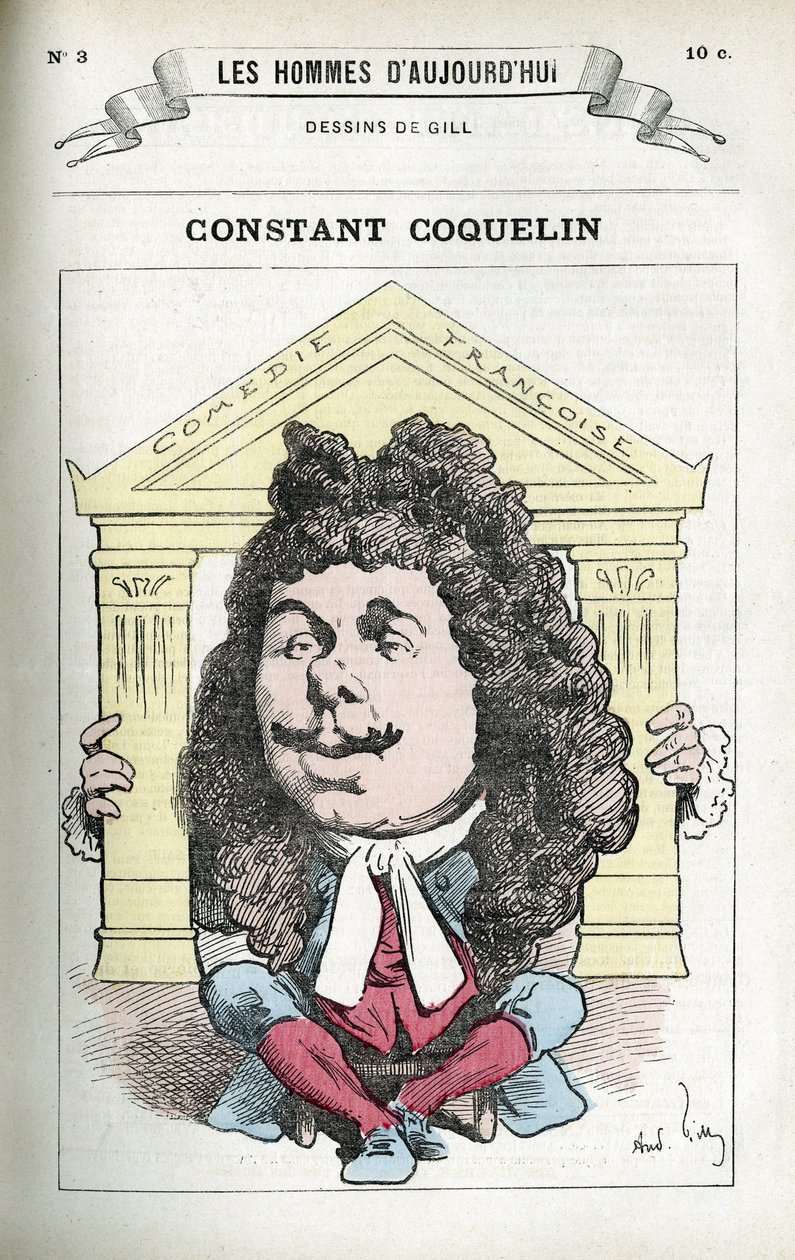 Portrait of Constant Coquelin (1841-1909), French Theatre Actor. Caricature by Gill, Paris. by Andre Gill