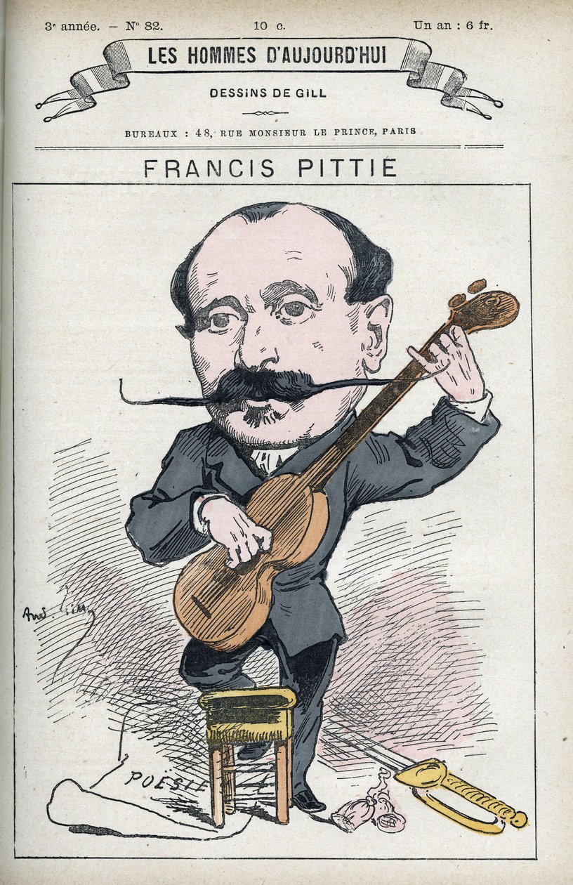 Portrait of Francis Pittie, French poet. Caricature by Gill, Paris by Andre Gill