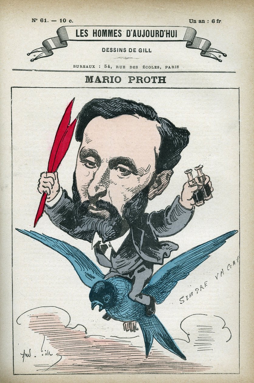 Portrait of Mario Proth by Andre Gill