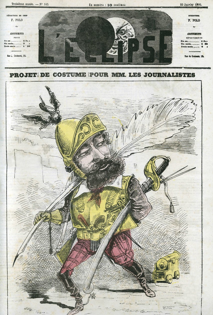 Suit project for gentlemen journalists, on guard and protected by armor. Cover in 