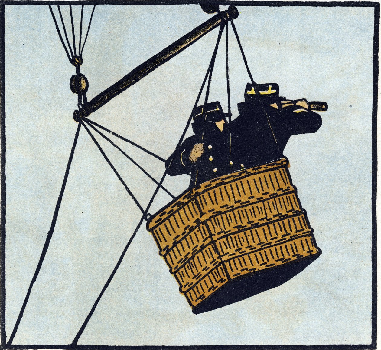 First World War 1914-1918: Observers of the French army in a captive balloon trying to spot the enemy by Andre Helle