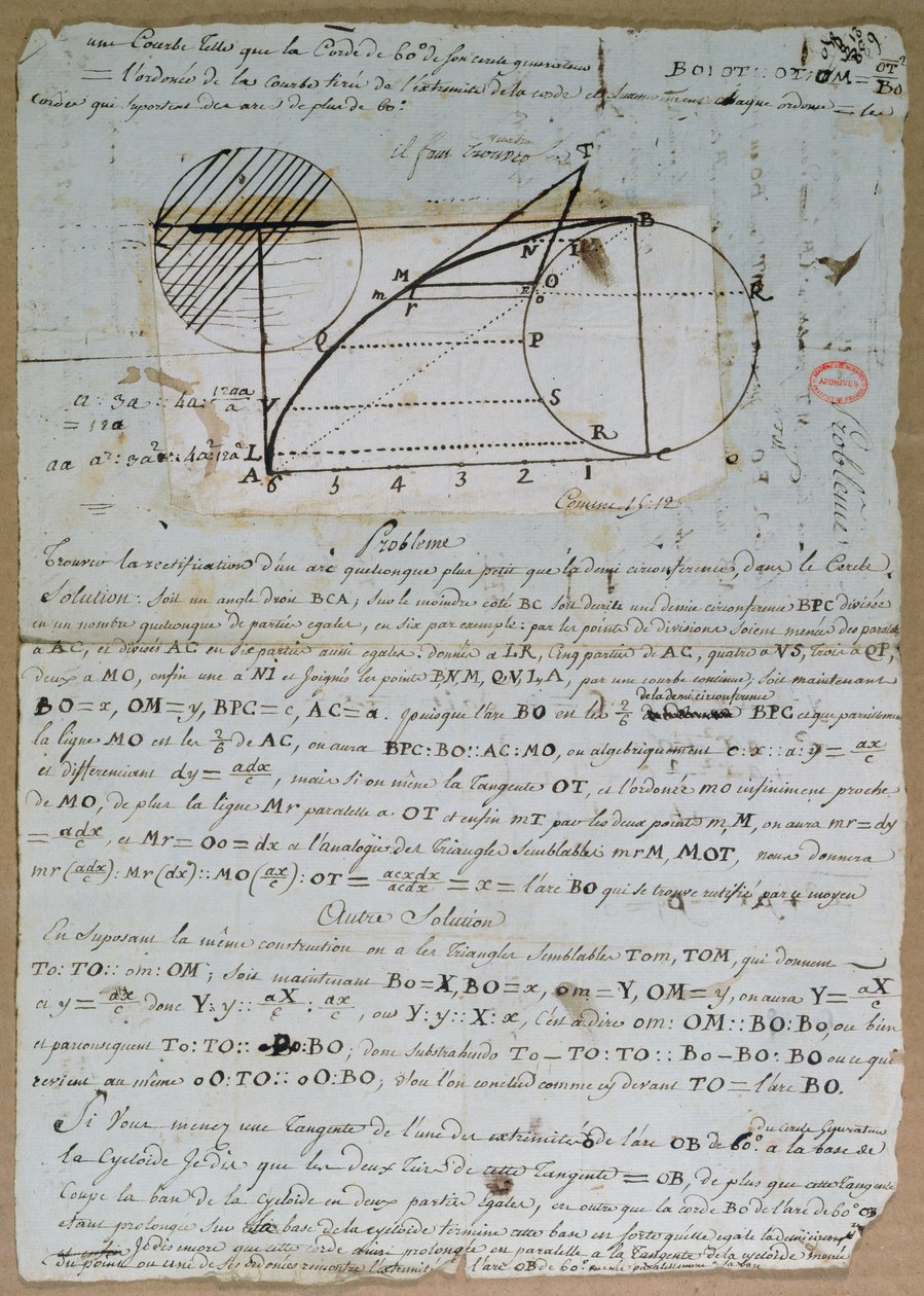 Rectification of the arc of a circle, 8th July 1788 by Andre Marie Ampere