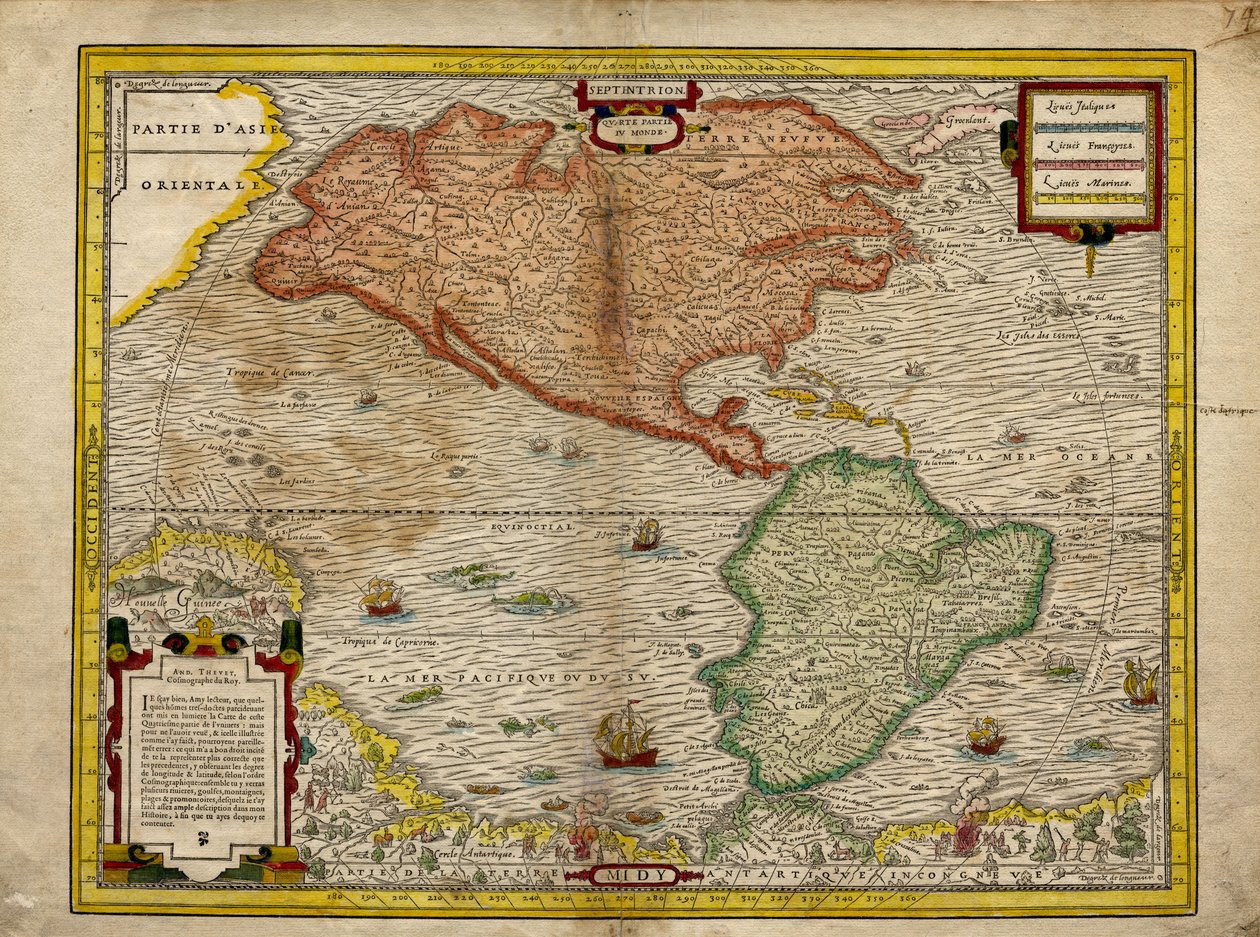 Map of America, Four Parts of the World by Andre Thevet