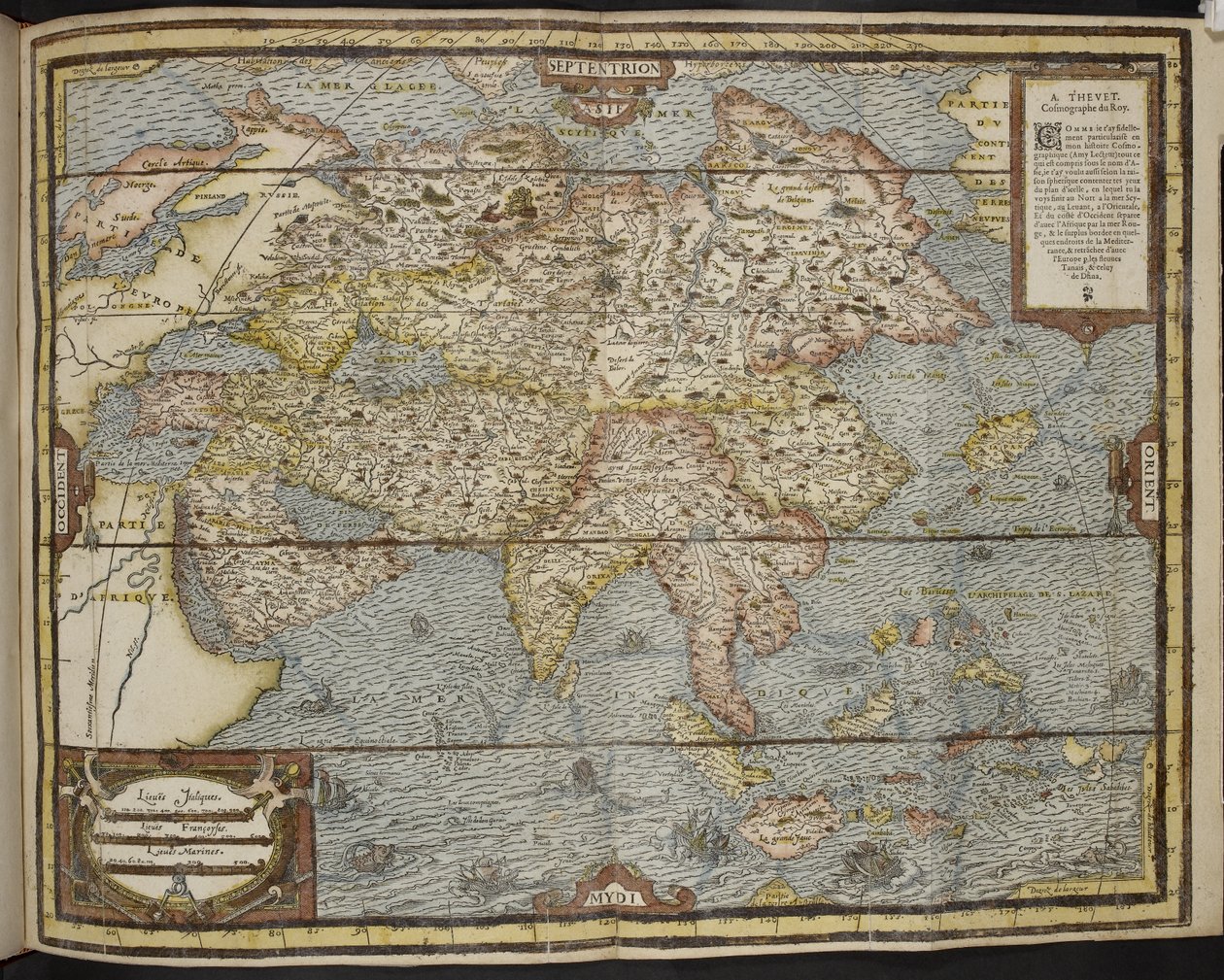 Map of Asia, La Cosmographie Universelle d