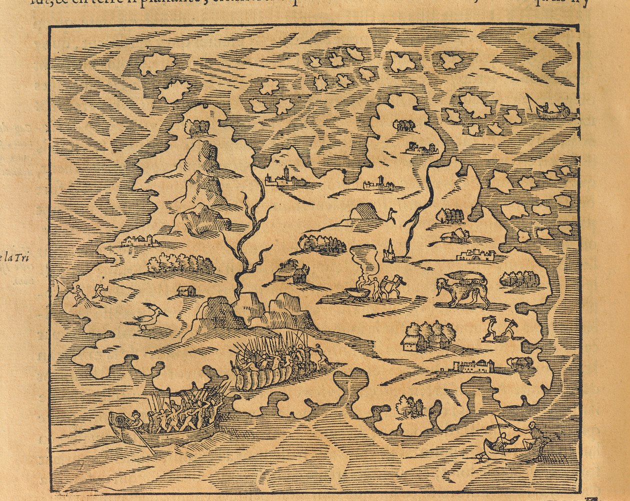 Map of Trinity Island in the Antilles from Universal Cosmography by Andre Thevet