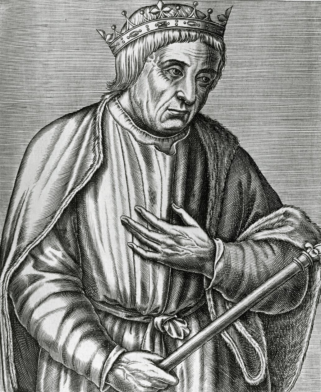 Portrait of Casimir III, King of Poland, known as Great, engraving from Les Vrais pourtraits et Vies des Hommes illustres by Andre Thevet