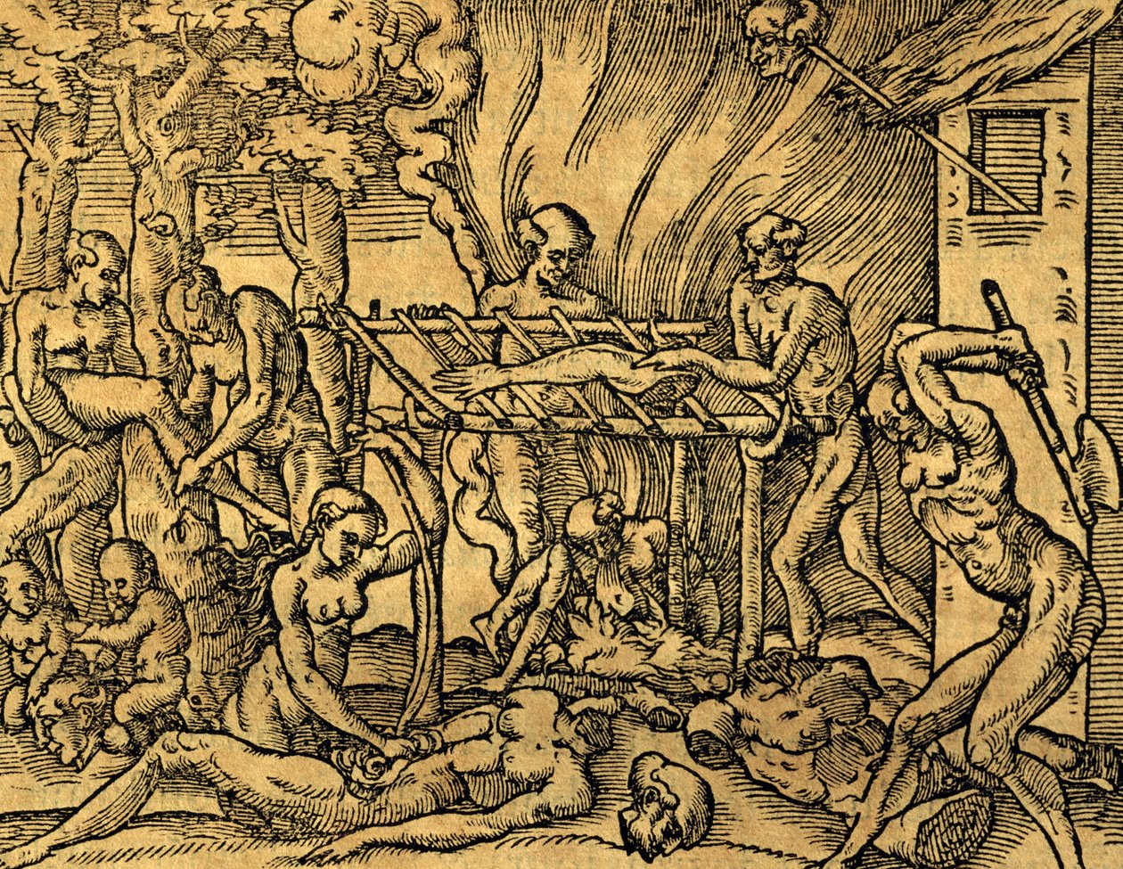 Tupinamba Cannibal Tribe in Brazil, Engraving from Les Singularitez de la France Antarctique by Andre Thevet by Andre Thevet