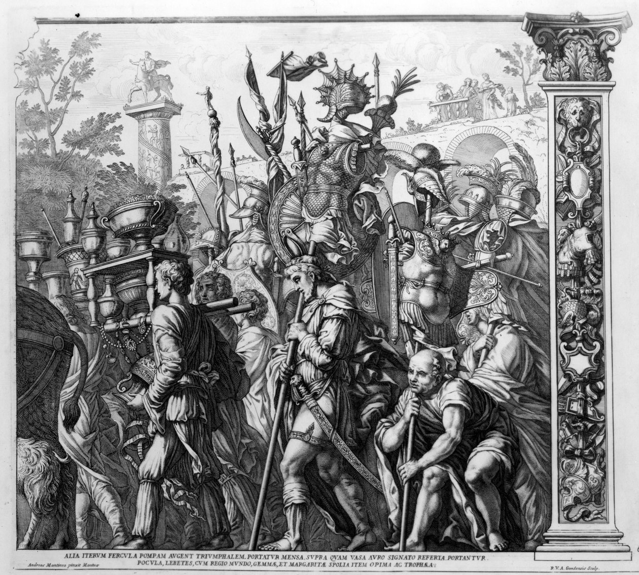 The Triumph of Caesar, Plate 6, engraved by Robert van Audenaerde by Andrea Mantegna