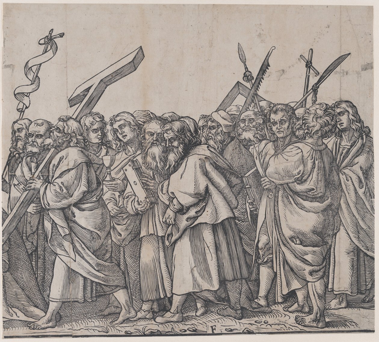 Section F: Saints holding crosses, books, and weapons, from The Triumph of Christ, 1836 by Andrea Andreani
