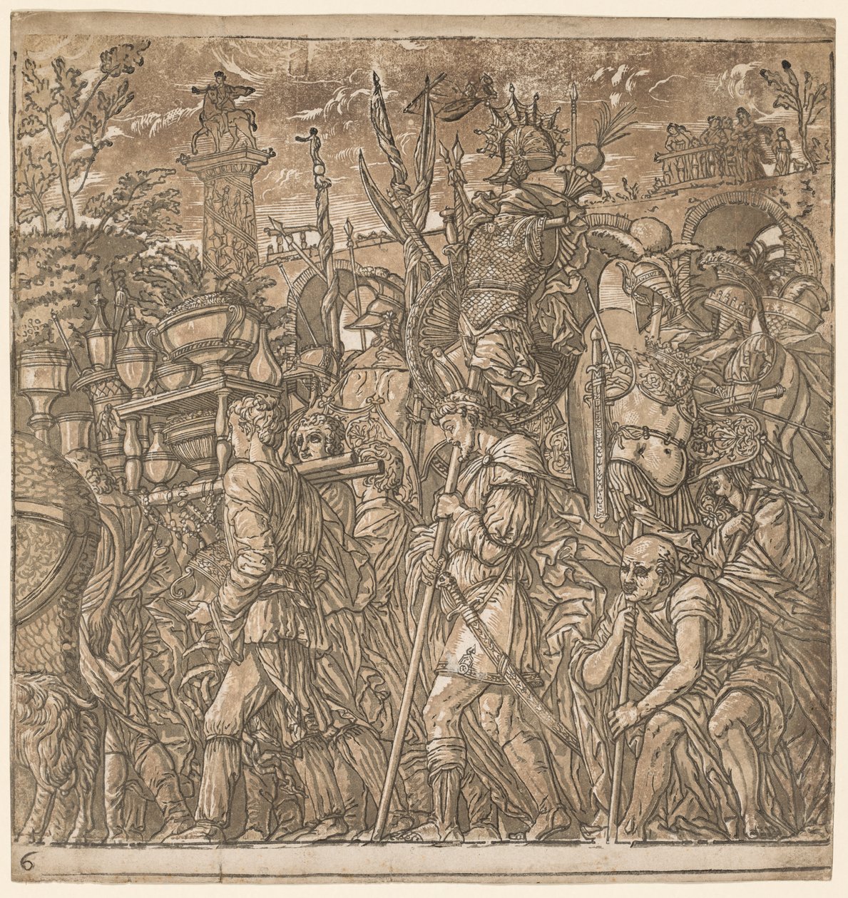The Triumph of Julius Caesar: Soldiers Carrying Vases and Trophies of War by Andrea Andreani