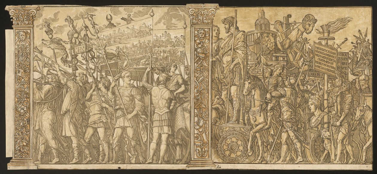 The Triumph of Julius Caesar [no.1 and 2 plus 2 columns] by Andrea Andreani after Andrea Mantegna