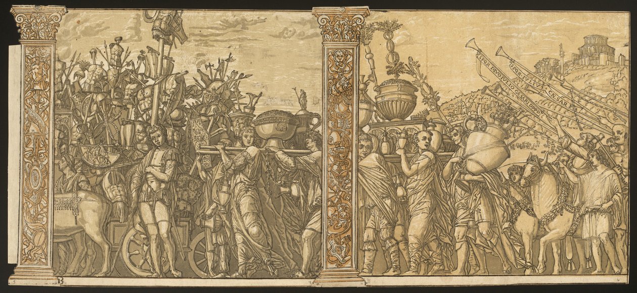 The Triumph of Julius Caesar [no.3 and 4 plus 2 columns] by Andrea Andreani after Andrea Mantegna