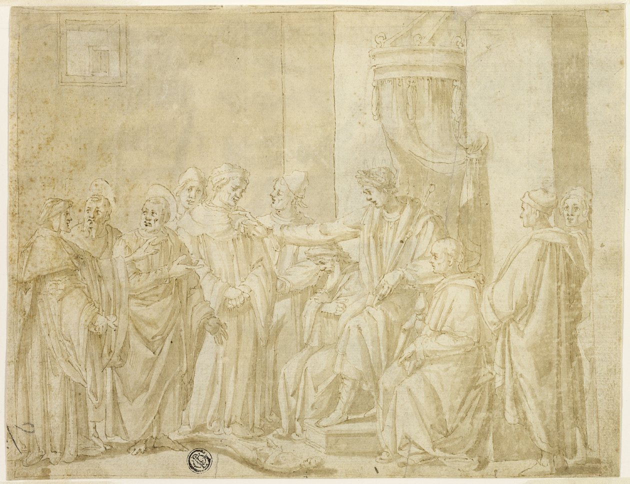Saints Peter and Paul Disputing with Simon Magus before Nero (recto); Five Scenes from the Story of Moses (verso) by Andrea Boscoli