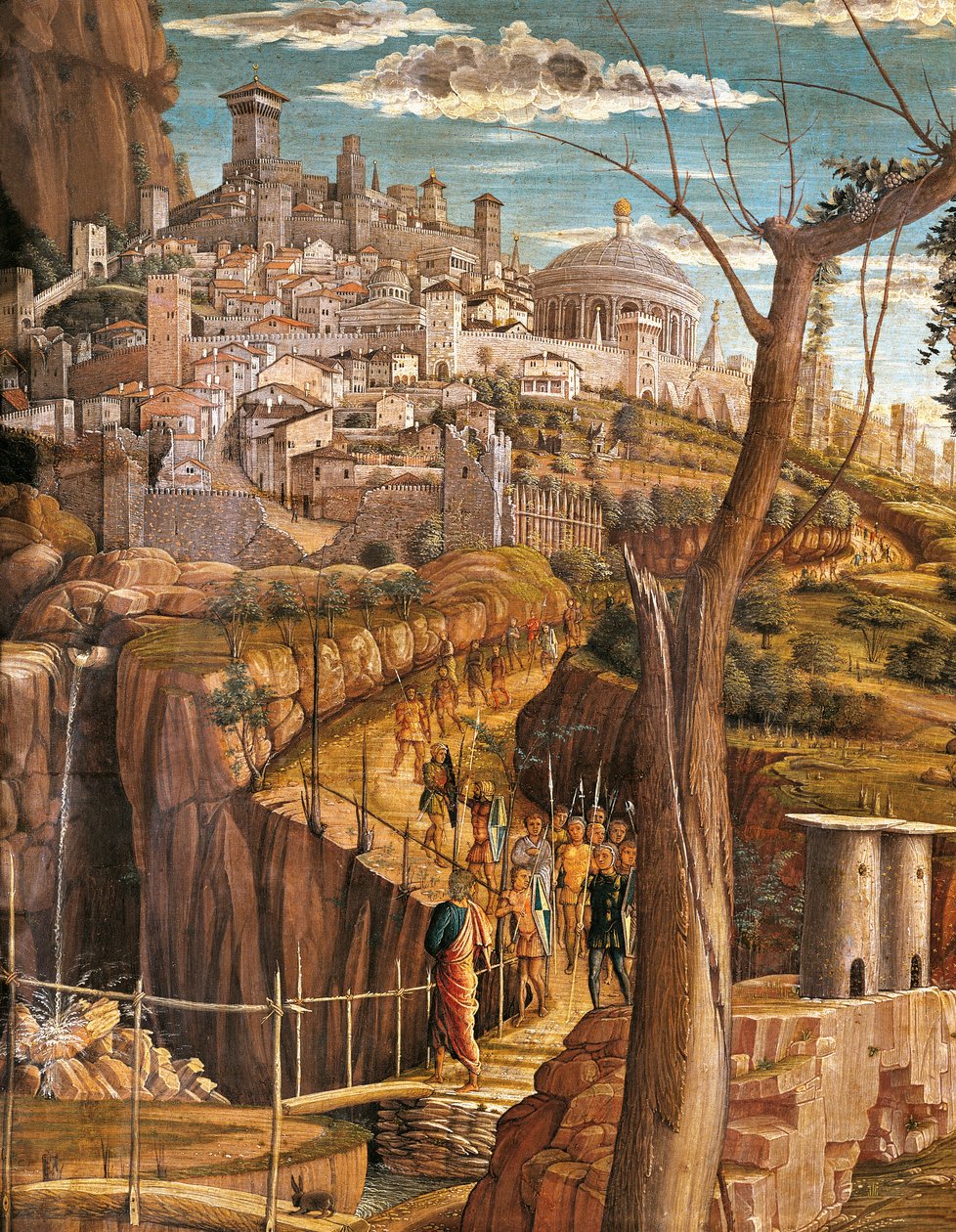 Agony in the Garden (detail view of Jerusalem) by Andrea Mantegna