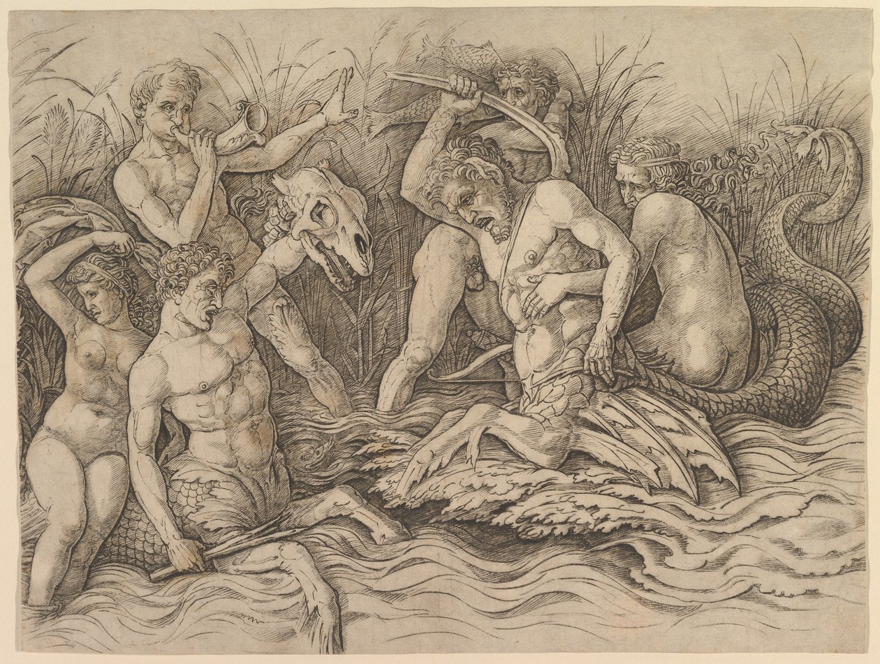 Battle of the Sea Gods (right portion of frieze) by Andrea Mantegna