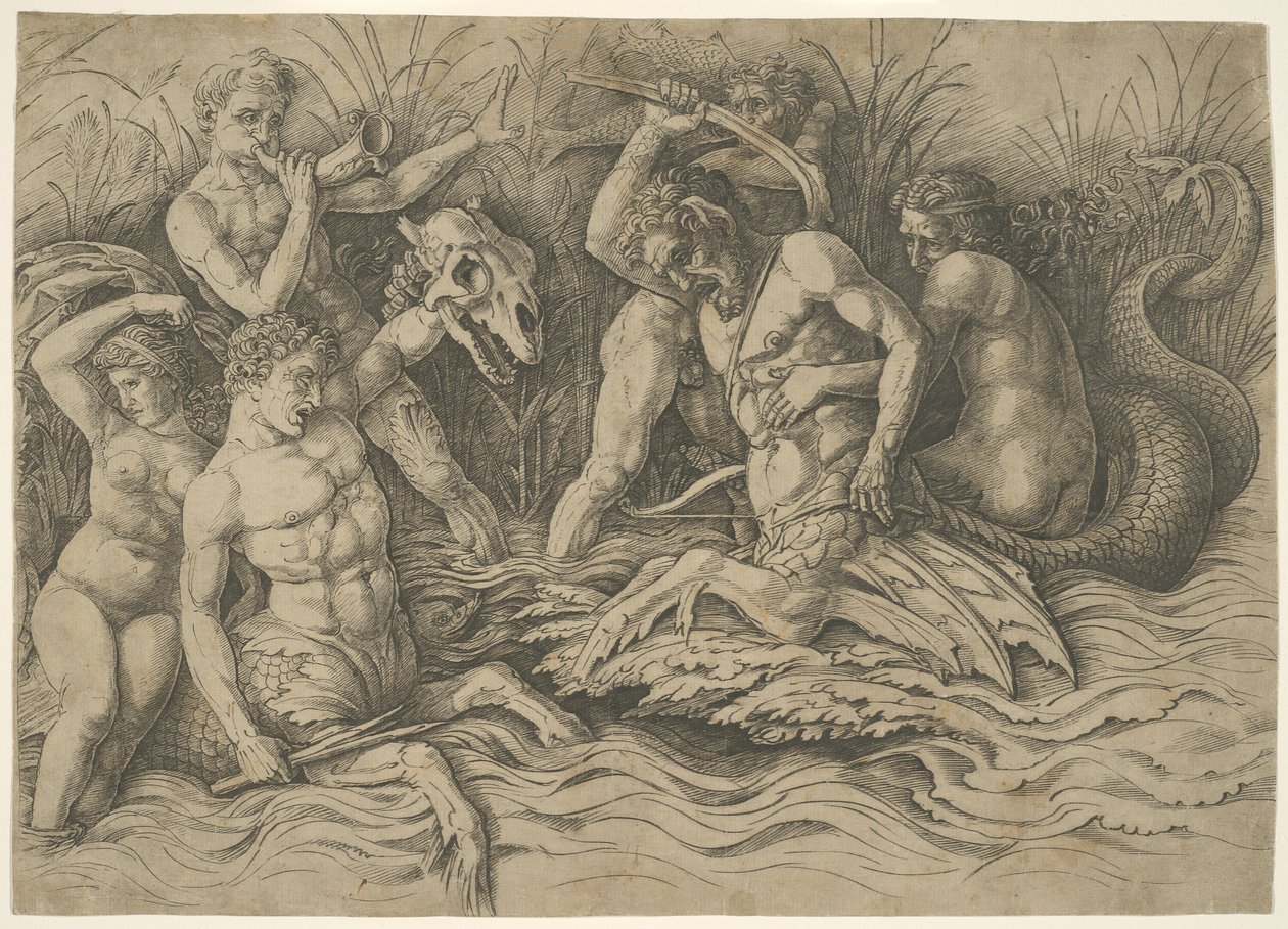 Battle of the Sea Gods: Right Half of a Frieze by Andrea Mantegna
