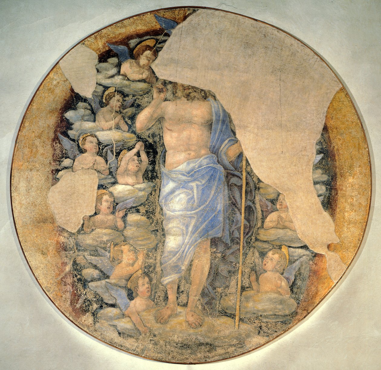 Christ Ascending to Heaven in Glory Surrounded by Angels, circa 1488, Attributed to Andrea Mantegna, Fresco by Andrea Mantegna
