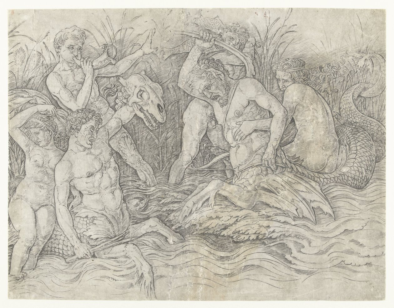 Battle Between Tritons with Nereids on Their Backs by Andrea Mantegna