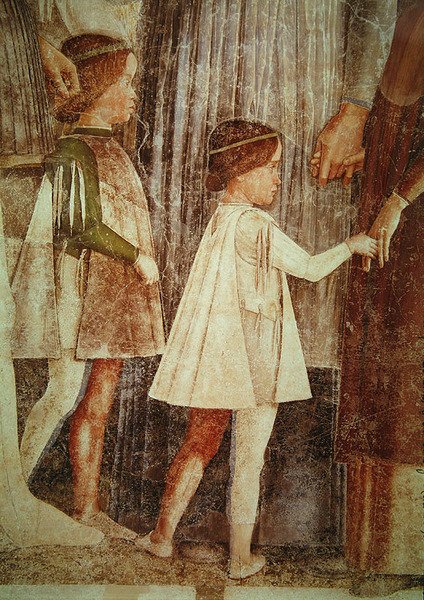 The Arrival of Cardinal Francesco Gonzaga, Greeted by His Father Marchese Ludovico Gonzaga III and His Brothers, (detail) Gonzague Children, c.1465-74 by Andrea Mantegna