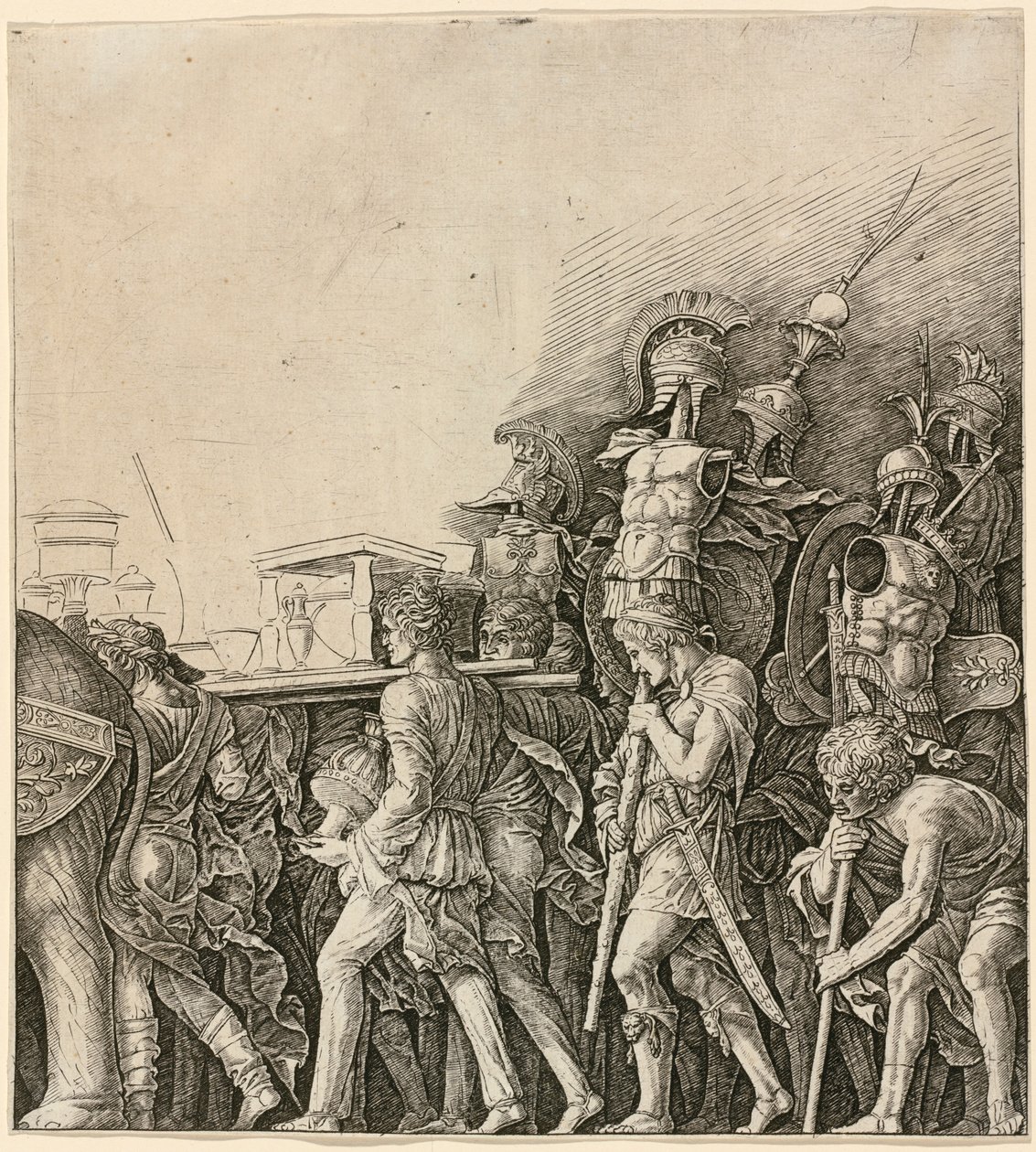 The Triumph of Caesar: Soldiers Carrying Trophies by Andrea Mantegna