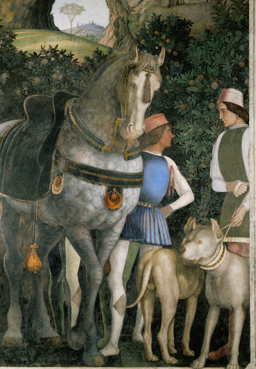 Two Grooms with the Horse and Hounds of Lodovico Gonzaga by Andrea Mantegna