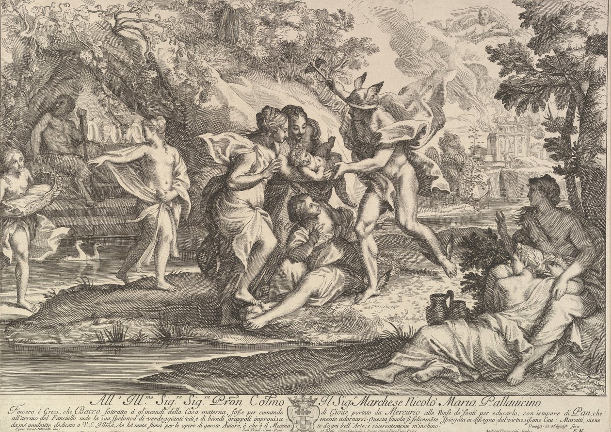 Bacchus as a child given by Mercury to the care of the Nymphs by Andrea Procaccini