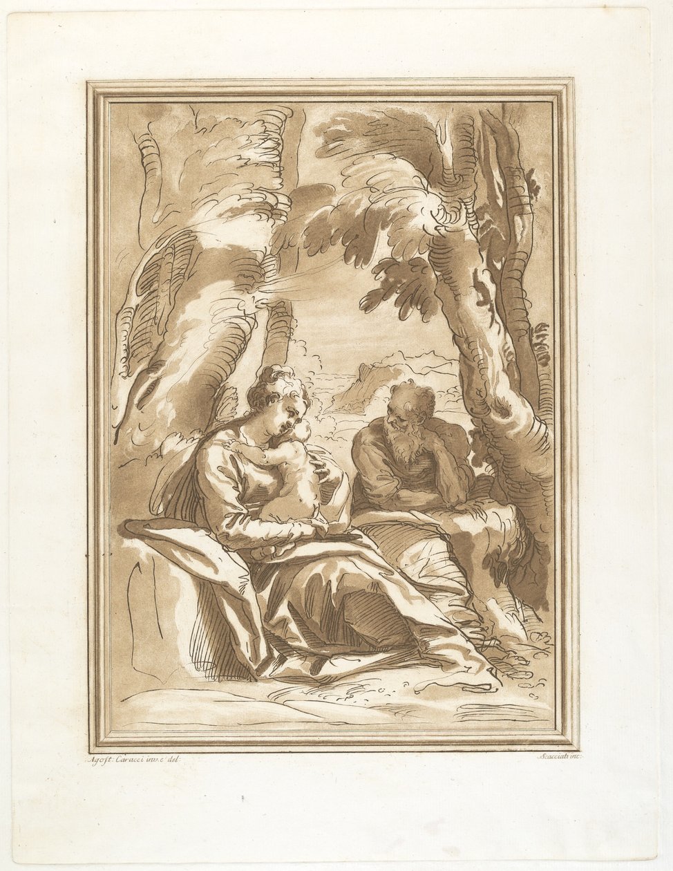 Rest on the Flight into Egypt by Andrea Scacciati after Agostino Carracci