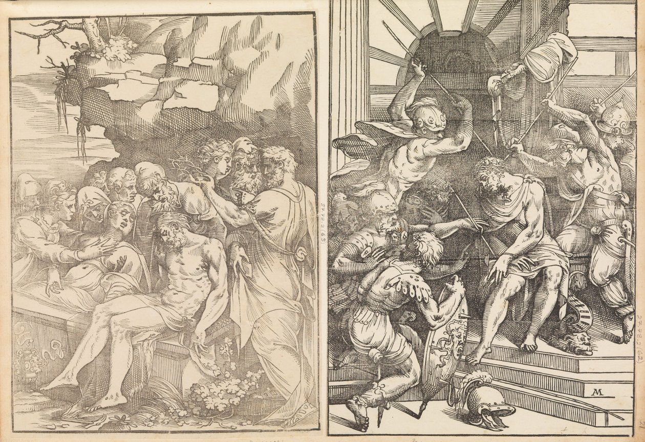 Lamentation Over the Dead Christ, Christ is Attacked by Soldiers, ca. 1556-57 by Andrea Schiavone