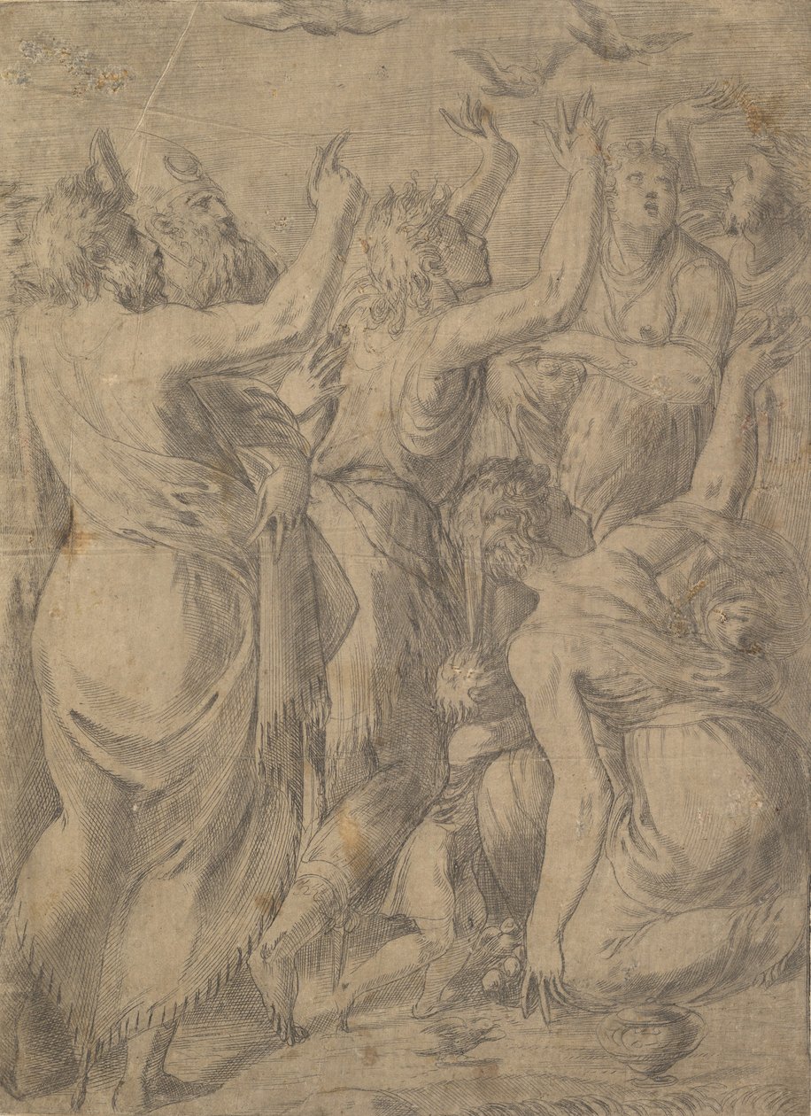Moses showing the quails to the Israelites by Andrea Schiavone