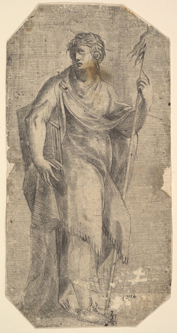 Saint Matthew Holding a Staff and a Book, Turning to the Left, ca. 1540-50 by Andrea Schiavone