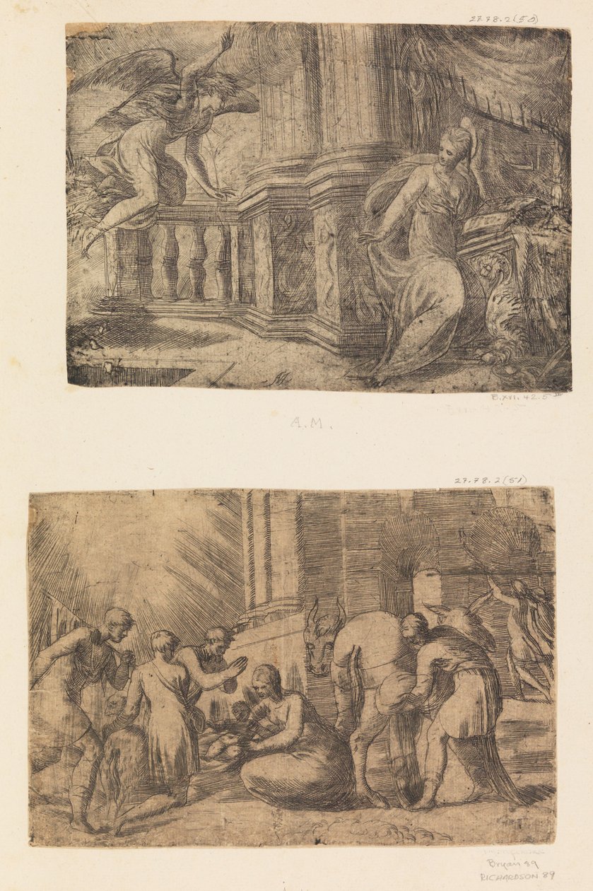 The Annunciation, Adoration of the Shepherds by Andrea Schiavone