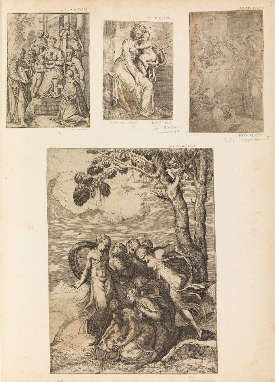 Virgin and Child, the Circumcision, Moses Rescued from the Nile by Andrea Schiavone