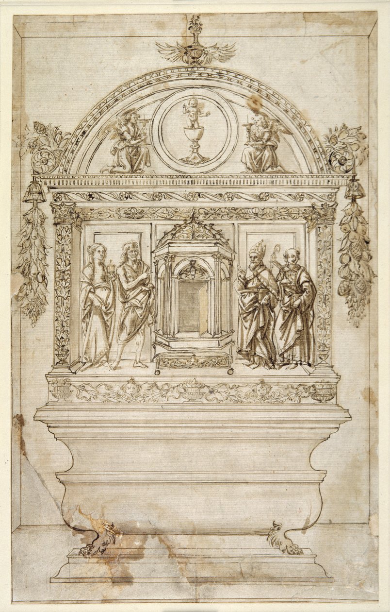 Design for the altar of a chapel, with a tabernacle for the Eucharist by Andrea del (follower of) Verrocchio