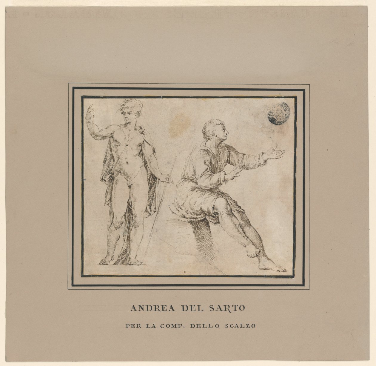 Sketches of a Nude Figure in Classical Pose and a Seated Figure by Andrea del Sarto