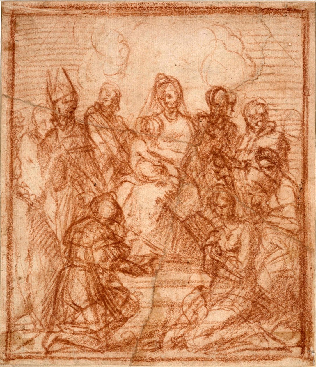 Enthroned Madonna with Child and eight saints (Composition study) by Andrea del Sarto