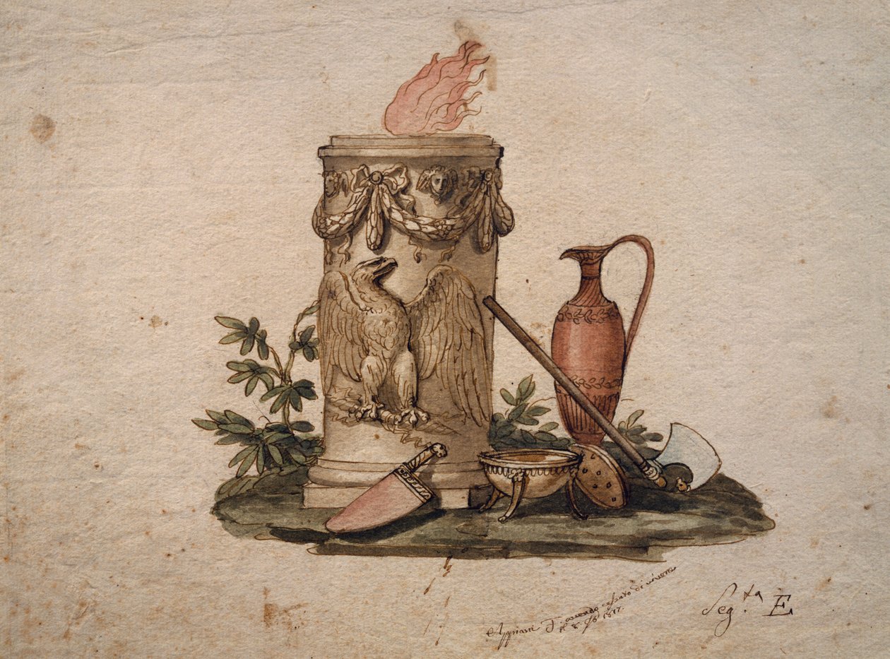 Column-shaped Brazier, Decorated with Festoons and Eagle by Andrea the Elder Appiani