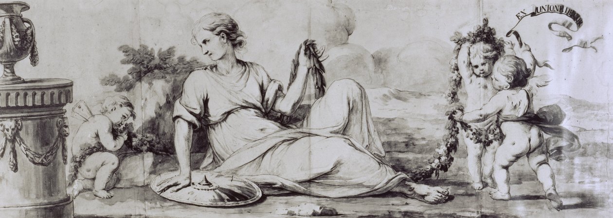 Female Figure with Putti, Allegorical Composition by Andrea the Elder Appiani