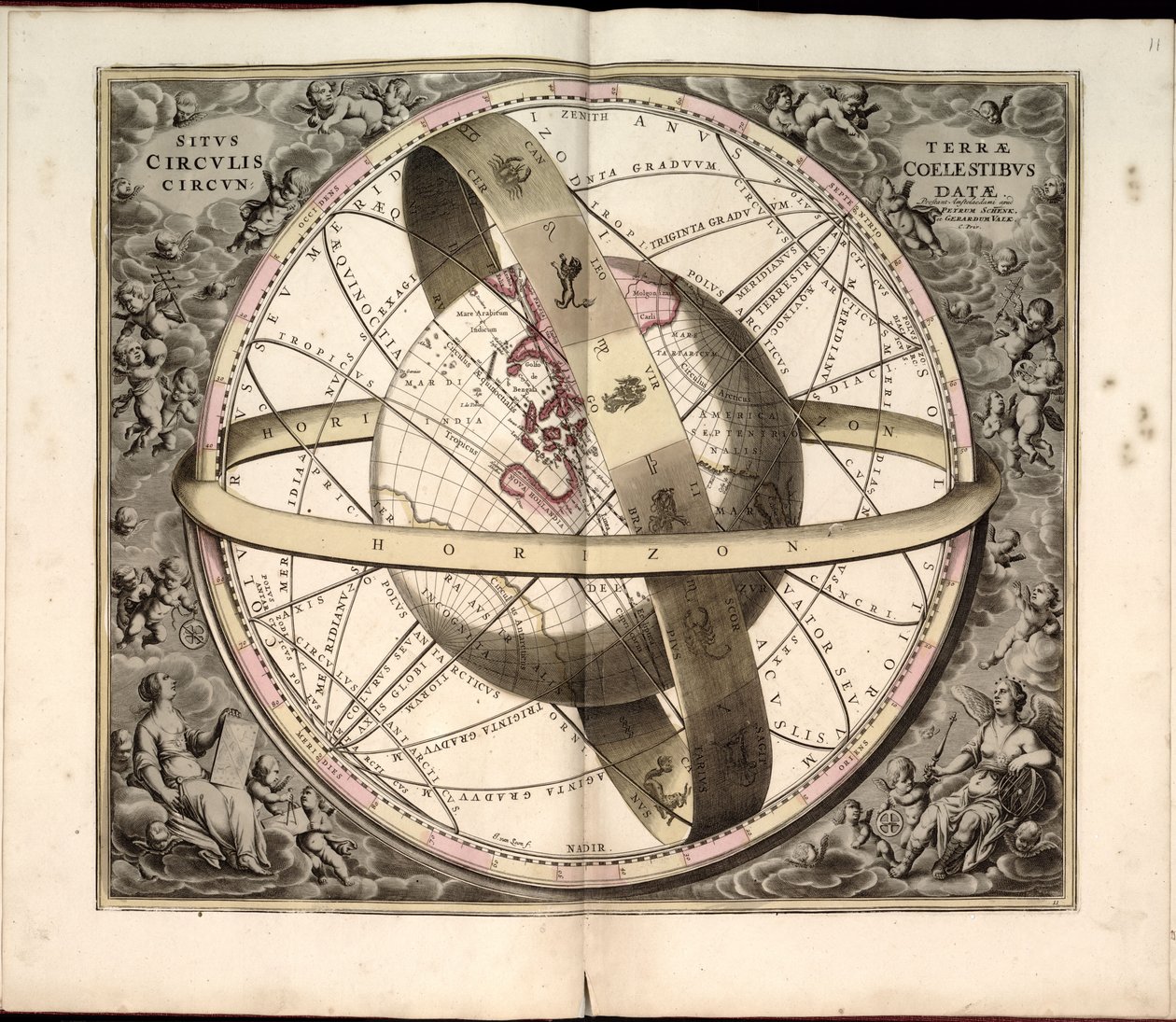 12. Hemispheres of Right and Oblique Spheres, Both by Andreas Cellarius