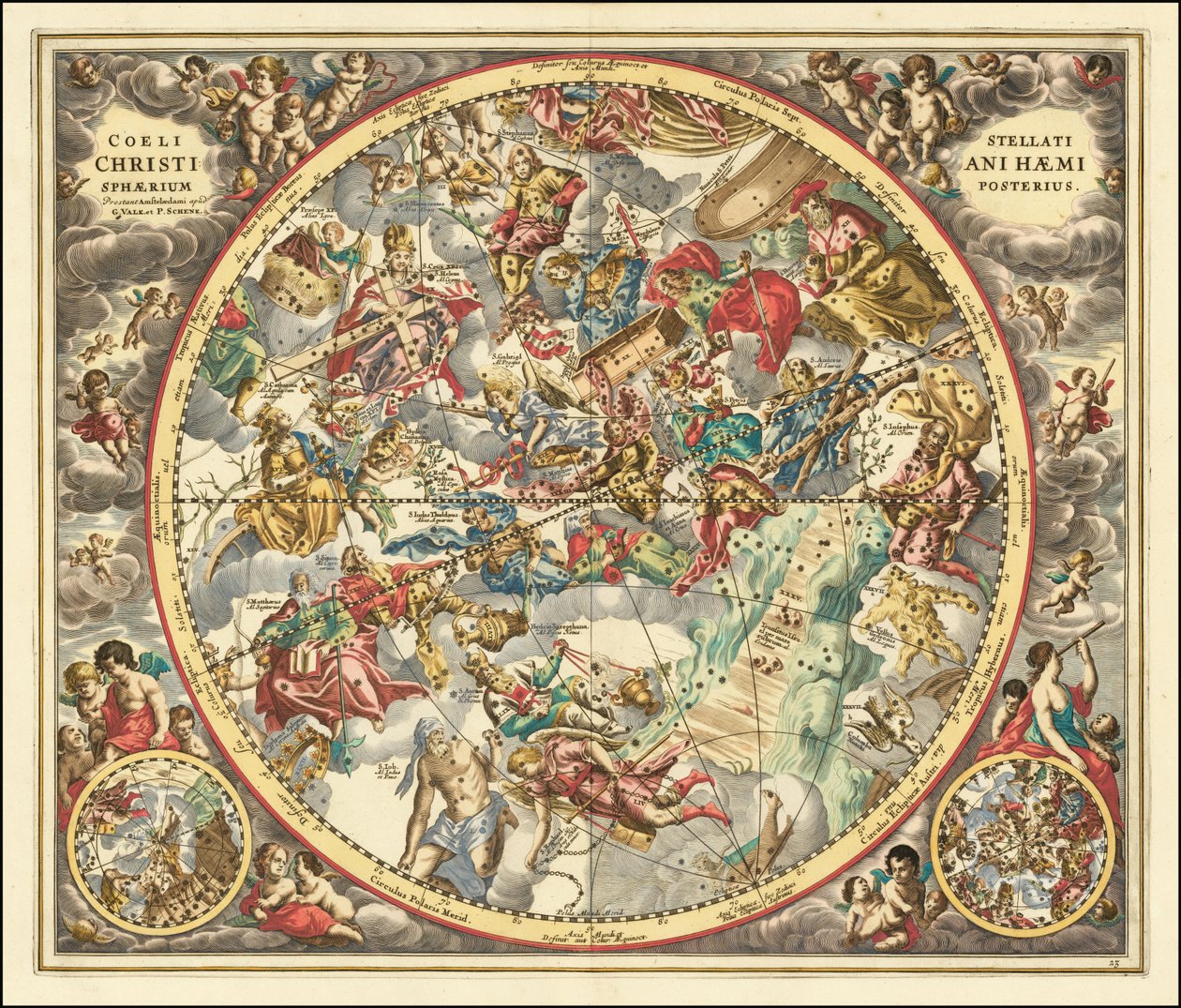 1660 celestial chart representing the constellations according to Christian symbolism by Andreas Cellarius