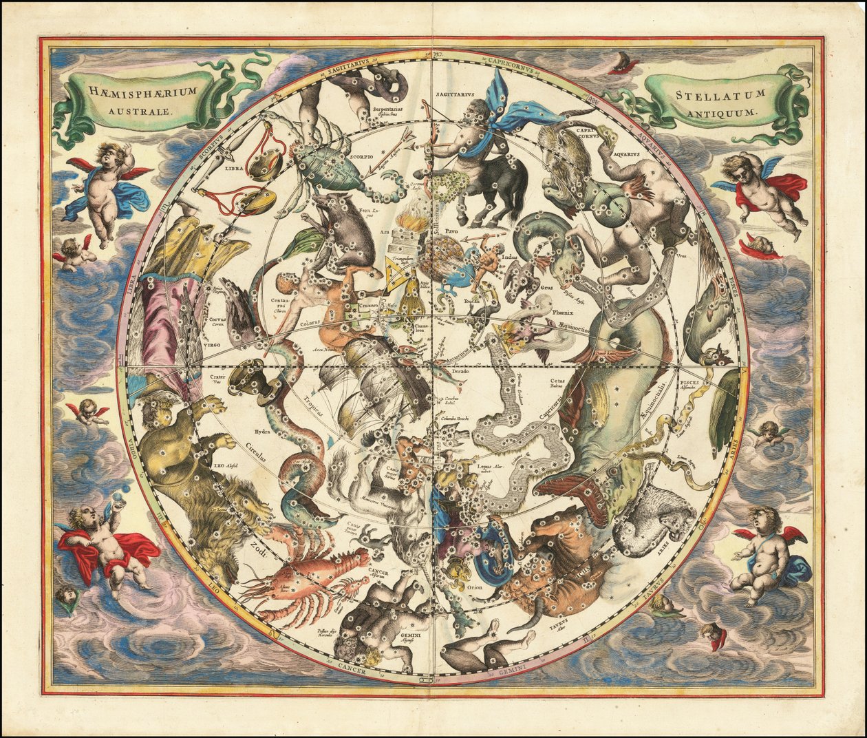 Celestial Map of the Constellations of the Southern Hemisphere (1660) by Andreas Cellarius