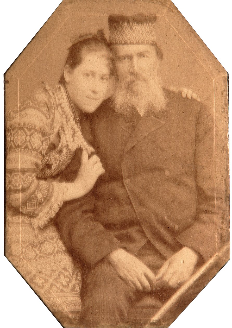 Portrait of the poet Yakov Petrovich Polonsky with Daughter Natalia by Andrei Osipovich Karelin