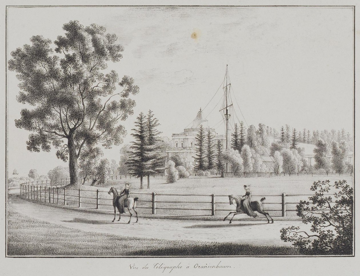 View of the Tobogganing Pavilion and the Telegraph at Oranienbaum, 1821-1822 by Andrei Yefimovich Martynov