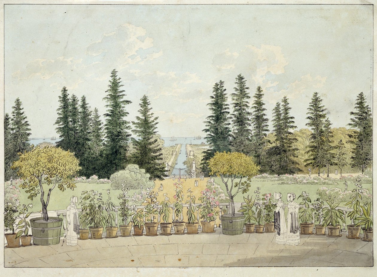 View from the Terrace of the Great Oranienbaum Palace by Andrei Yefimovich Martynov